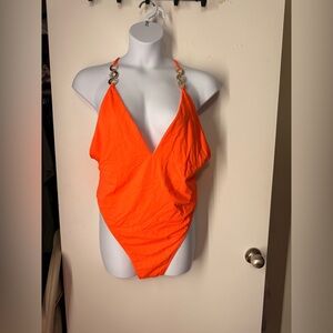PrettyLittleThing Vibrant Orange One Piece Swimsuit
